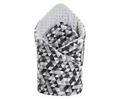 Couverture demmaillotage Minky - 100 % Coton - 75 x 75 cm - Douce et Double Face Toute lannée - Multifonction - Hypoallergénique - pour bébés - Triangles Gris avec Minky Gris