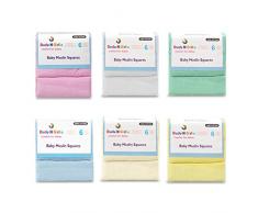 THE PLANET STORE - 6 X (Creme/Bleue) Squares Qualité Suprême Mousseline 100% Coton 72X 72Cm. - Référence : Bx-Dq3C-Dlhc