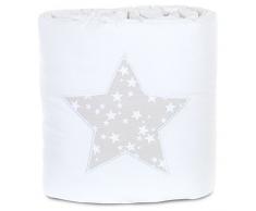 babybay Tour de lit piqué pour sommier tapissier XXL Blanc Motif étoiles Gris perle Blanc