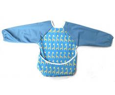 AnaBaby Bavoir à manches longues souple et lavable pour bébé avec poche réversible, parfait pour nourrir et jouer en désordre (girafes)