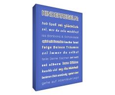 Little Helper KR1624-04G Feel Good Art Tableau sur toile avec citations en langue allemandeles règles des enfants Typographie moderne Bleu 60 x 40 cm