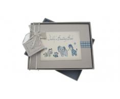 White Cotton Cards Daddys Boasting Book Album photo Motif animaux Vichy Bleu