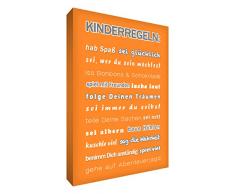 Little Helper kr128–10 G Feel Good Art Décoration murale sur une toile dans un style Typographie moderne, Langue allemande(enfants de Règles – Langue allemand), 30 x 20 CM, Orange
