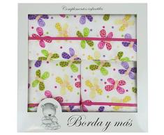 sabanas de flanelle italienne 100% coton avec imprimé de papillons pour maxicuna 70 x 140 – Jeu de 3 pièces drap + Drap Plat + Taie Oreiller) fabriquées en Espagne