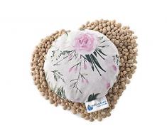 Coussin chauffant en noyaux de cerises pour bébé 180 g rond 15 cm 100% coton naturel Medi Partners chaleur + thérapie par le froid (fleurs rose)