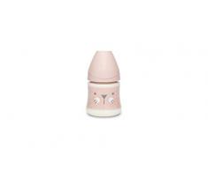 Suavinex Biberon Tetine Ronde Débit Lent Moustache Rose 150 ml 1 Unité