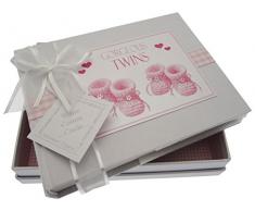 White Cotton Cards Gorgeous Twins, Petit album photo, Rose Chaussons