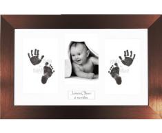 Anika-Baby BabyRice Kit empreintes de pieds et mains de bébé avec impression noire sans encre/cadre bronze avec support blanc