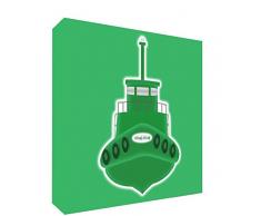 Feel Good Art Diamant poli Illustration Nursery Symboliquement/Decor Bloc pour le transport dun enfant (10,5 x 14,8 x 2 cm, petit, vert, jouet bateau)