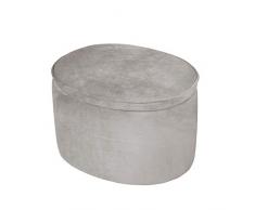Roba Lil Sofa Tabouret ovale pour enfant avec fonction de rangement en velours gris pour chambre denfant