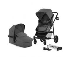 Kinderkraft Poussette Duo JULI, Canne, Nacelle, Régable, Accessoires, Gris