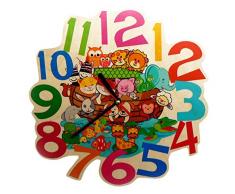 Hess Holzspielzeug 30003 Arche Horloge murale en bois pour enfant Diamètre 21 cm