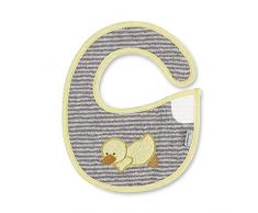 Sterntaler Bavoir en Plastique pour Bébé avec Velcro Edda Canard, Taille : 20 x 26 cm, Jaune/Gris