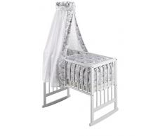 Schardt Berceau Bébé Multifonctionnel Vario Blanc avec Textiles Ornaments Grey