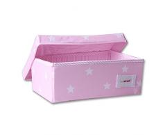 Minene Boîte de rangement pliable avec doublure en tissu Organiseur de papeterie avec fleurs (32 x 21 x 12 cm, petit, motif étoile, rose)
