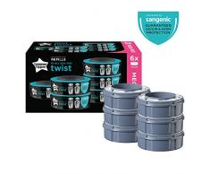 Tommee Tippee Recharges de Poubelle à Couches pour Twist & Click et Sangenic TEC, Protection Anti-Odeur et Anti-Germe Garantie, Lot de 6