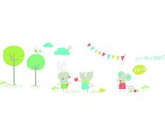 Petit Praia Stickers Muraux Vinyle Fruit Farm Lavable Longue Durée Placement Facile Éclat de Couleurs Multicolore 155 X 53