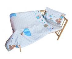 cosing 332–019–166 Enfant Parure de lit 2 pièces Coton – Hibou avec écureuil Bleu