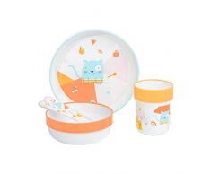 Bébé Confort Set Repas Assiette + Bol + Verre + Couverts Plastique Domino