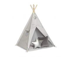 Fun with mum TEE-SET-SIL-GRE Tipi Set avec Tapis et Coussin - Silver Grey
