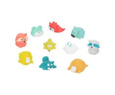 Badabulle Rigolos Splash Montagne Jouets de Bain Gicleurs Lot de 10 Pièces