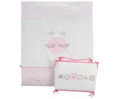 Naf-Naf Set 2 Pièces, Couette + Tour de Lit, 100% Coton Brodé, Ladybird