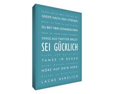 Little Helper BH2436-07G Feel Good Art Tableau sur toile avec citations optimistes en langue allemande Typographie moderne Bleu pétrole 91 x 60 cm