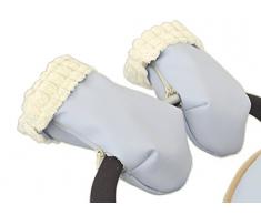 Moufles gants pour chariot Chaise de bébé cheveux extra-suave et ecopiel. Céleste