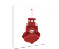 Feel Good Art Diamant poli Illustration Nursery Symboliquement/Decor Bloc pour le transport dun enfant (14,8 x 21 x 2 cm, grand, rouge sur blanc, jouet bateau)