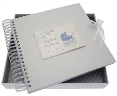 Carte de naissance, et mémoire de livre, Bleu fanions et landau