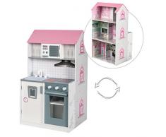 roba Maison poupée ‘2 en 1’, maison poupée et cuisine, grande ville de poupées et cuisine de jeu, maison poupée et cuisine 2 en 1.