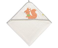 Fehn 061192 Serviette de Bain à Capuche Motif écureuil et écureuil en Coton avec Motif écureuil pour bébé et Enfant à partir de 0+ Mois | Dimensions : 80 x 80 cm