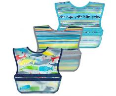 Green Sprouts Snap & Go Wipe-off Bavoirs (lot de 3) baleines, 9-18 mois