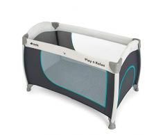 Hauck/Play N Relax/Lit Parapluie 4 pièces / 120 x 66cm / de la naissance jusquà 15 kg/avec roulettes, matelas, sac, ouverture/pliable, transportable, stable/Hearts (Gris Turquoise)