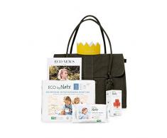 Sac à langer Eco by Naty comprenant 1 lot de 3 couches, 1 lot de lingettes pour bébé non parfumées, 1 boîte de culottes normales