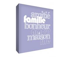 Feel Good Art Amour et Famille Toile sur Cadre Photo Mural de Style Moderne/Typographique Lilas 25,5 x 25,5 cm