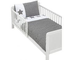 Briljant Baby Housse de Couette 100 x 135 cm avec 1 Taie dOreiller à Volant Plat 40 x 60 cm, gris anthracite et blanc