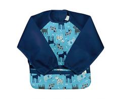 green sprouts Snap & Go Easy-wear manches longues Bavoir (12-24 mois, Aqua Dogs)