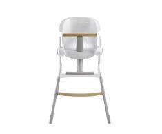 BÉABA, Up&Down Chaise Haute Ergonomique, Evolutive Tablette repas amovible, Réglable 6 hauteurs, Confortable, Design, Matériaux robustes, Origine France, Gris/Blanc