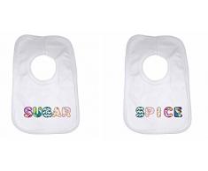 Sucre à épices – personnalisé pour bébé fille, bavoir pour garçons, filles, cadeaux de naissance – Blanc