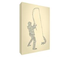 Feel Good Art FISHERMAN1624-01IT Tableau sur toile canvas avec impression totale Motif pêcheur Beige 60 x 40 x 4 cm Grande (60 x 40 x 4cm) Crème