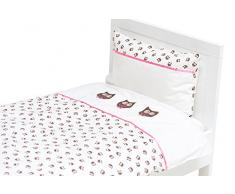 Briljant Baby Housse de Couette 100 x 135 cm avec 1 Taie dOreiller à Volant Plat 40 x 60 cm, rose clair et blanc