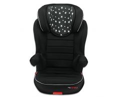Mycarsit Rehausseur avec dossier Isofix, Groupe 2/3 (de 15 à 36 kg), Motif Etoiles noires