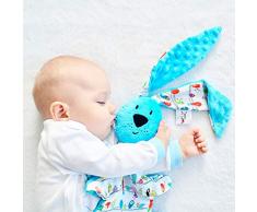 Sevira Kids - Doudou XXL en mousseline de Bambou et minky - Lapin Kic Kic - Bleu