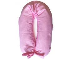 Coussin dallaitement et de grossesse + housse avec lacets / 190 cm (rembourré en billes de polystyrène, ignifuge) rose