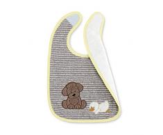 Sterntaler Bavoir en Plastique avec Velcro Hanno le Chien, Taille : 26 x 38 cm, Jaune/Gris