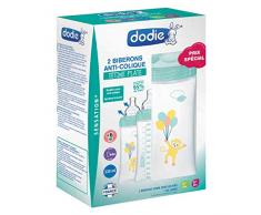 Dodie – Lot de 2 Biberons Anti-Colique Sensation+, Air, 330 ml, 0-6 mois, Tétine Plate, Débit 2