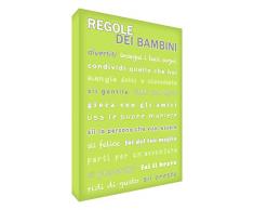 Feel Good Art KR1624-01IT Tableau sur toile de style moderne avec texte en anglais « Règles des enfants » 40 x 60 cm Lime Green