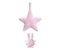 Trousselier - Boite à Musique en Tissus avec accroche pour Lit de Bébé - Etoile Musicale Ange Lapin - Rose