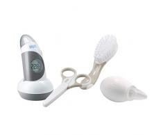 Nuk Kit de Soins pour Bébé Comprenant 1 Thermomètre 2 en 1, 1 Coupe-Ongles, Brosse à Cheveux Spécial Bébé et 1 Mouche-Bébé